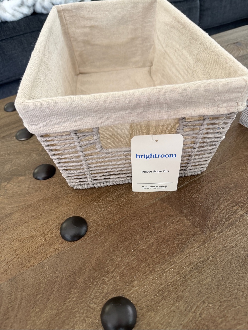 NWT Brightroom Handcrafted Paper Rope Storage Basket with Removable Liner Neutra - Picture 4 of 7